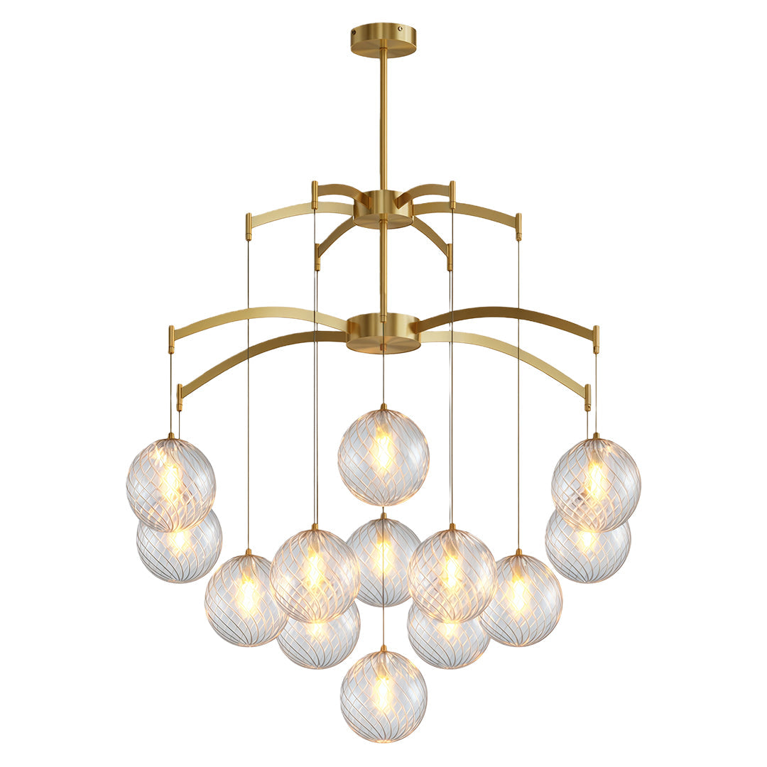 Glass Ball Chandelier — Brass Frame, G9, Available in 7-, 9-, or 13-Light