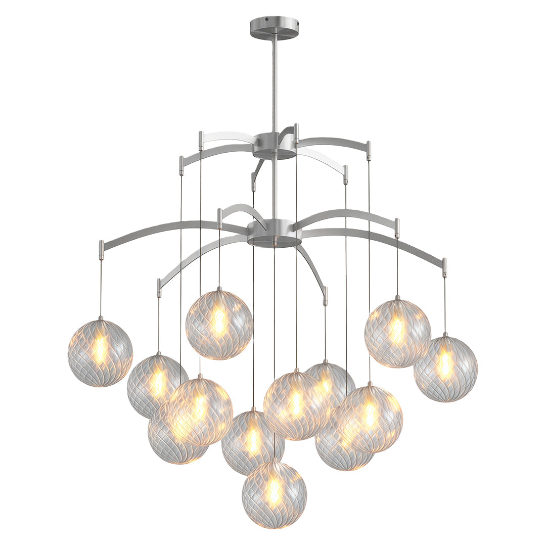 Glass Ball Chandelier — Brass Frame, G9, Available in 7-, 9-, or 13-Light