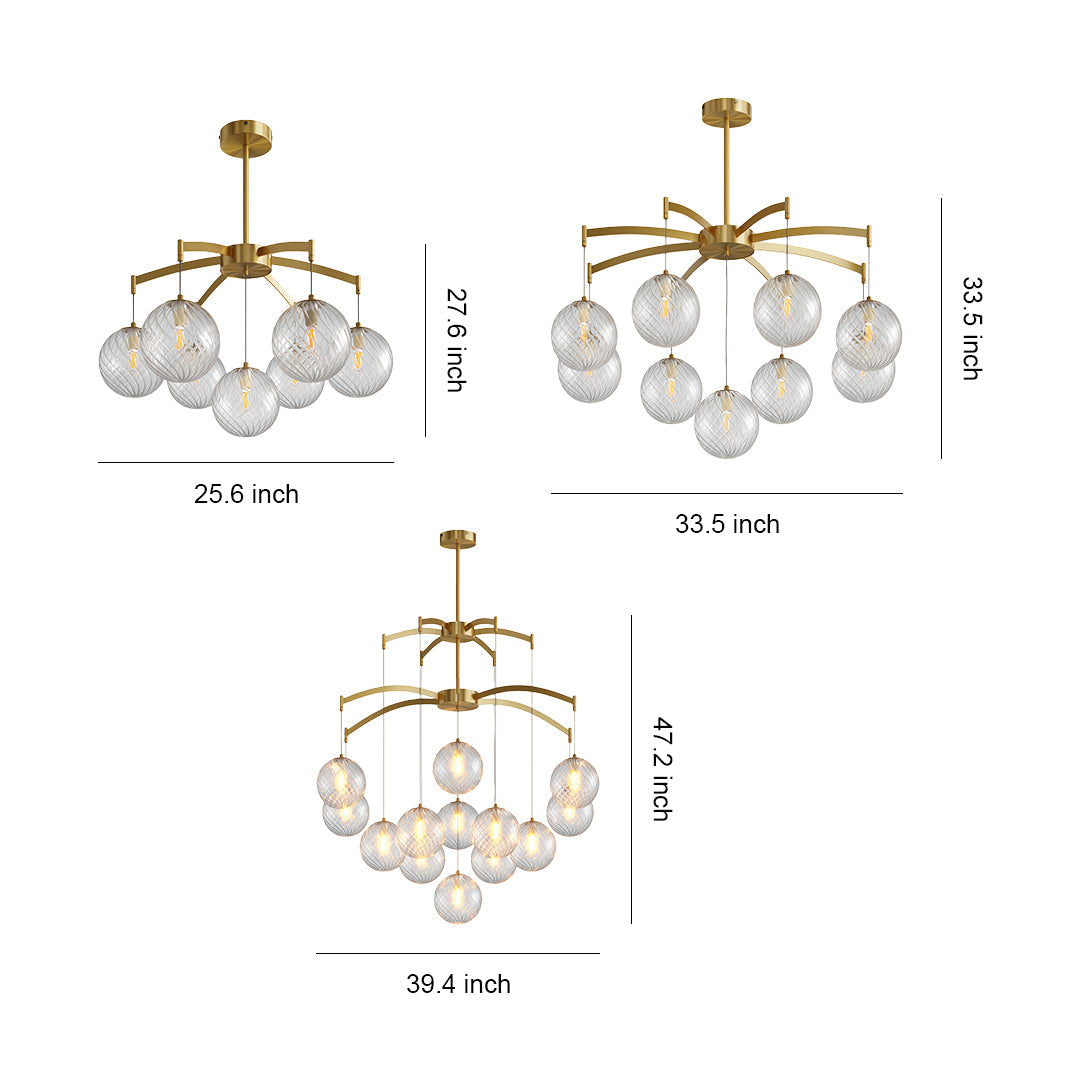 Glass Ball Chandelier — Brass Frame, G9, Available in 7-, 9-, or 13-Light