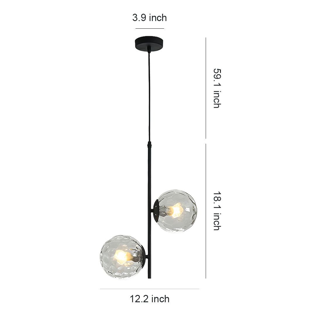 Minimalist Double Globe Pendant — Iron and Glass, 2-Light, G4 5W, 3-Step Dimming, Black or Gold