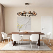 Geometric Glass Shade Round Chandelier — Black Metal, E12, Adjustable 1.8m Cord, 30.9"