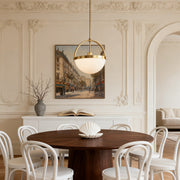 Minimalist Gold and White Pendant Light — Full Copper Body, Frosted Glass Cylinder Shade, E26, 1-Light
