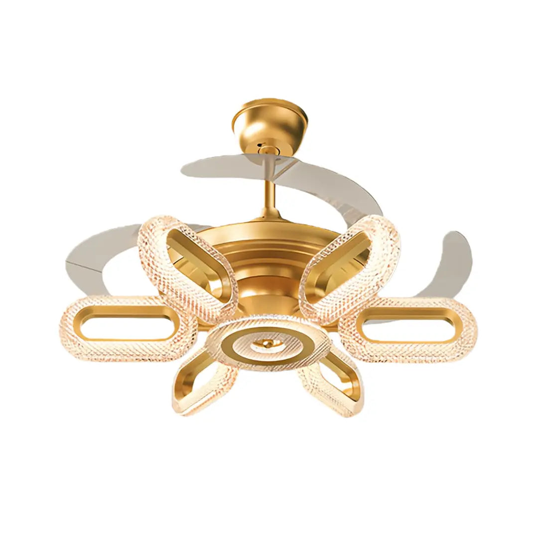 LED Gold Ceiling Fan with Light - Bright Iron Ceiling Fan Lighting Luxe