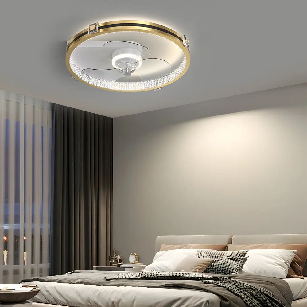 Modern Gold Ceiling Fan with Lights - Creative LED Design and Three-Step Dimming Function Luxe