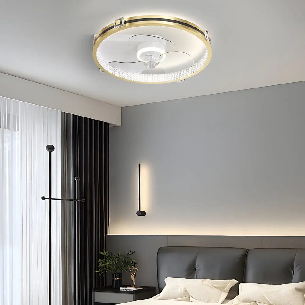 Modern Gold Ceiling Fan with Lights - Creative LED Design and Three-Step Dimming Function Luxe