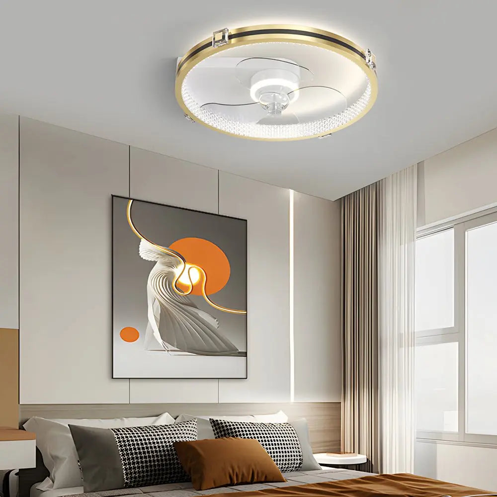 Modern Gold Ceiling Fan with Lights - Creative LED Design and Three-Step Dimming Function Luxe
