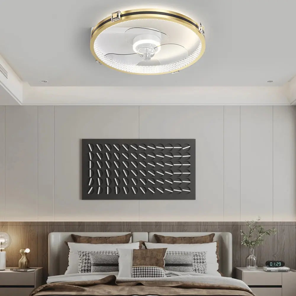 Modern Gold Ceiling Fan with Lights - Creative LED Design and Three-Step Dimming Function Luxe