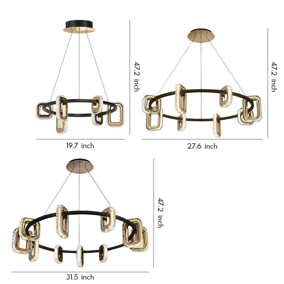 Modern Acrylic Chandelier — Gold Aluminum, 3-Step Dimming (3000K/4500K/6000K), 6- to 18-Light, Single- or Double-Layer