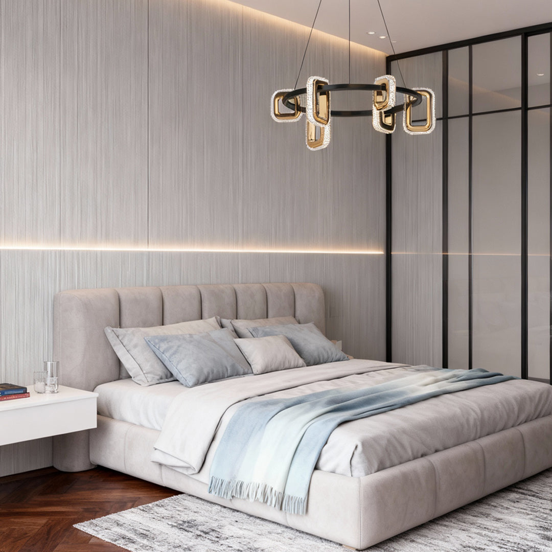 Modern Acrylic Chandelier — Gold Aluminum, 3-Step Dimming (3000K/4500K/6000K), 6- to 18-Light, Single- or Double-Layer