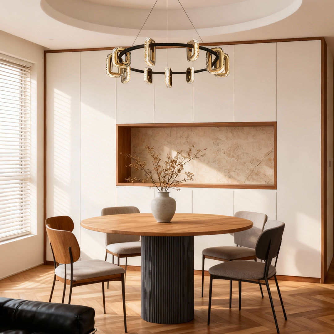 Modern Acrylic Chandelier — Gold Aluminum, 3-Step Dimming (3000K/4500K/6000K), 6- to 18-Light, Single- or Double-Layer