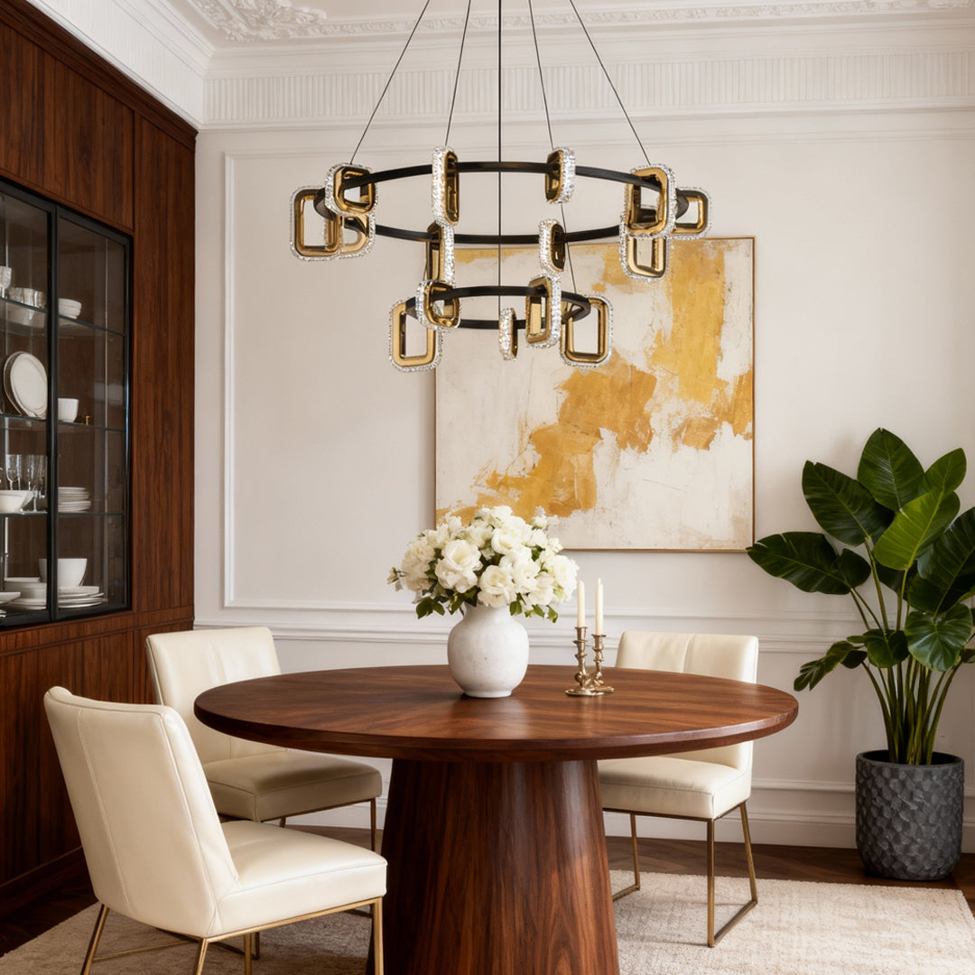 Modern Acrylic Chandelier — Gold Aluminum, 3-Step Dimming (3000K/4500K/6000K), 6- to 18-Light, Single- or Double-Layer