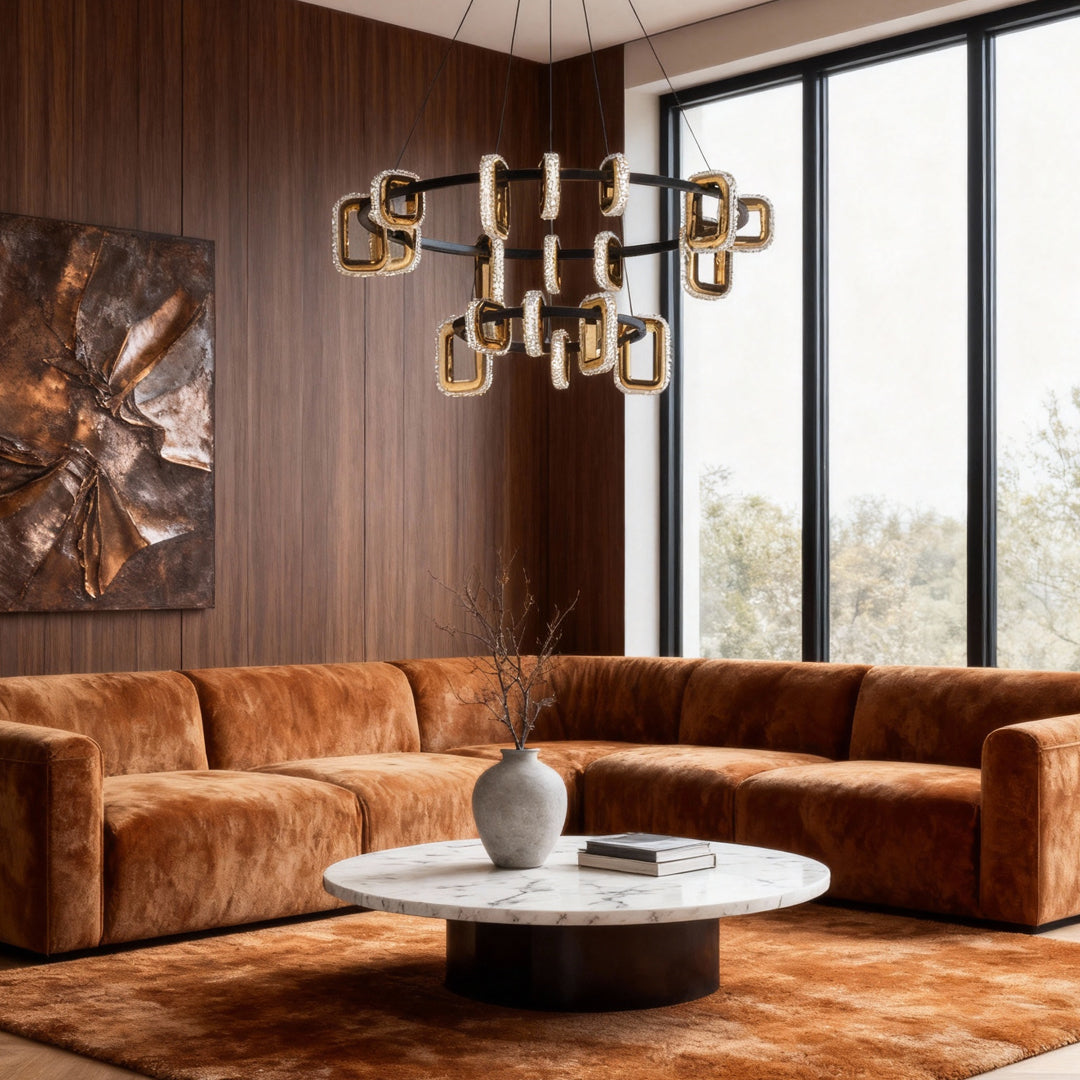 Modern Acrylic Chandelier — Gold Aluminum, 3-Step Dimming (3000K/4500K/6000K), 6- to 18-Light, Single- or Double-Layer