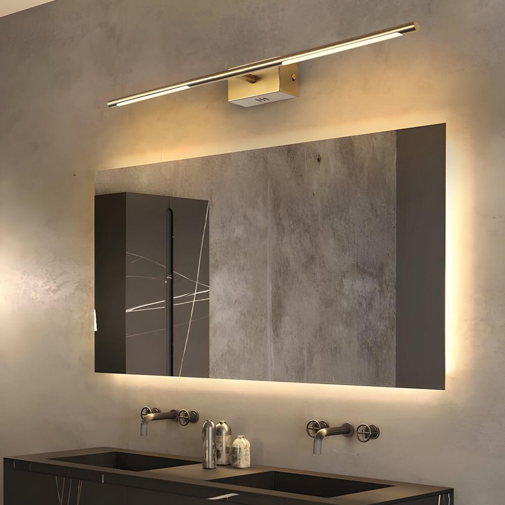 Contemporary Gold LED Bathroom Vanity Light Bar — Metal and Acrylic, Warm White / Cool White, 23.6" or 39.4"