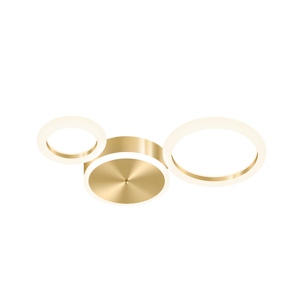 Circular LED Flush-Mount Ceiling Light — Gold, Iron and Acrylic, 3000K–6000K Dimmable, 3-Light / 4-Light / 5-Light