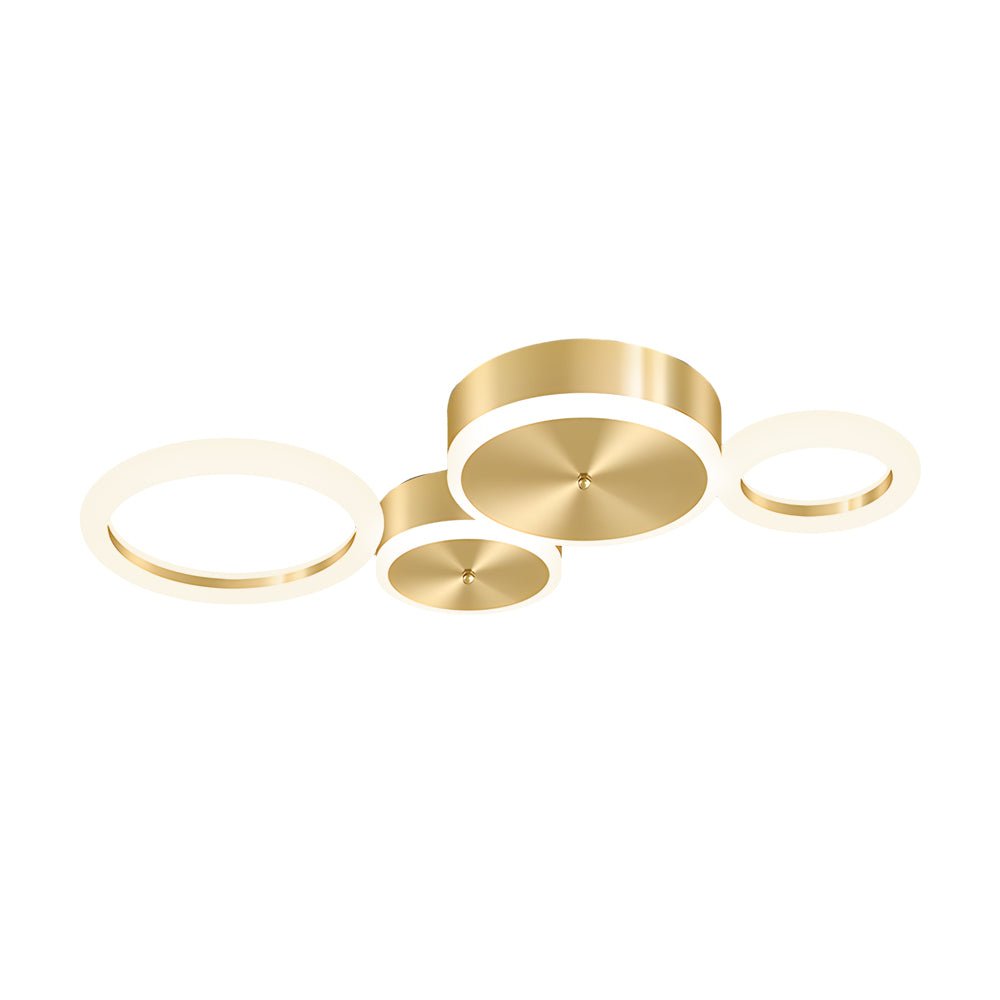 Circular LED Flush-Mount Ceiling Light — Gold, Iron and Acrylic, 3000K–6000K Dimmable, 3-Light / 4-Light / 5-Light