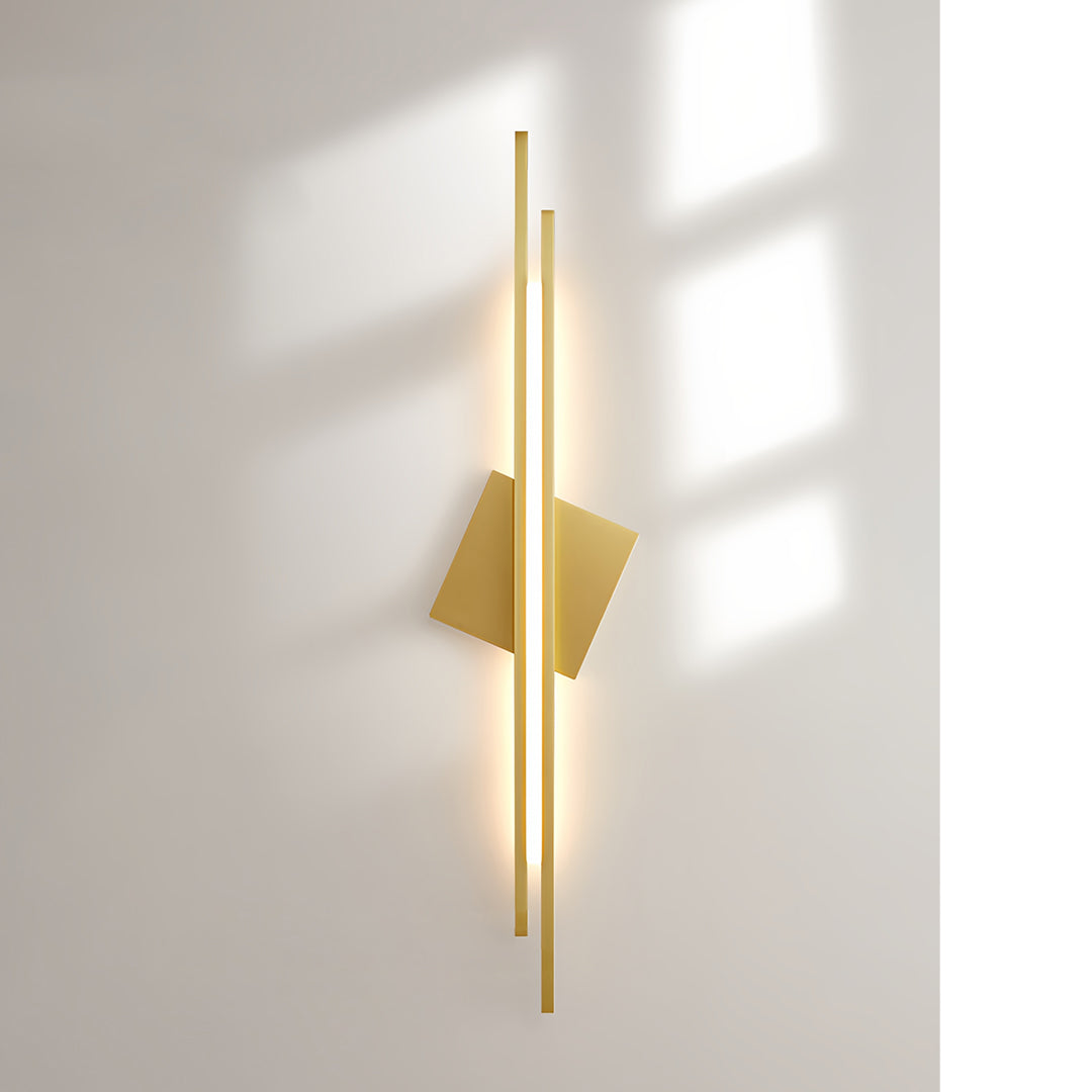 Geometric Diamond Linear Wall Sconce — Copper & Acrylic, 9W/10W/16W, 3-Step Dimming (3000K/4500K/6000K), Black/Gold Finish
