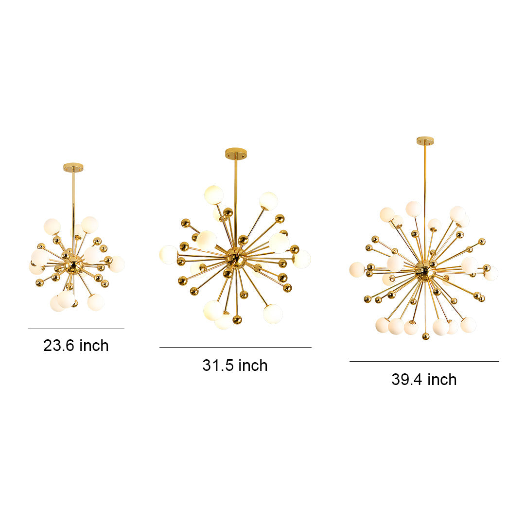 Dandelion Sputnik Chandelier — Gold-Plated Iron, 12-Light, G9 LED, Adjustable Height