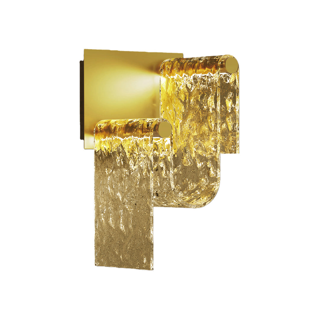 Italian Light Luxury Wall Sconce — Gold Metal, Amber Glass, LED, 9W / 11W, 3000K Warm White