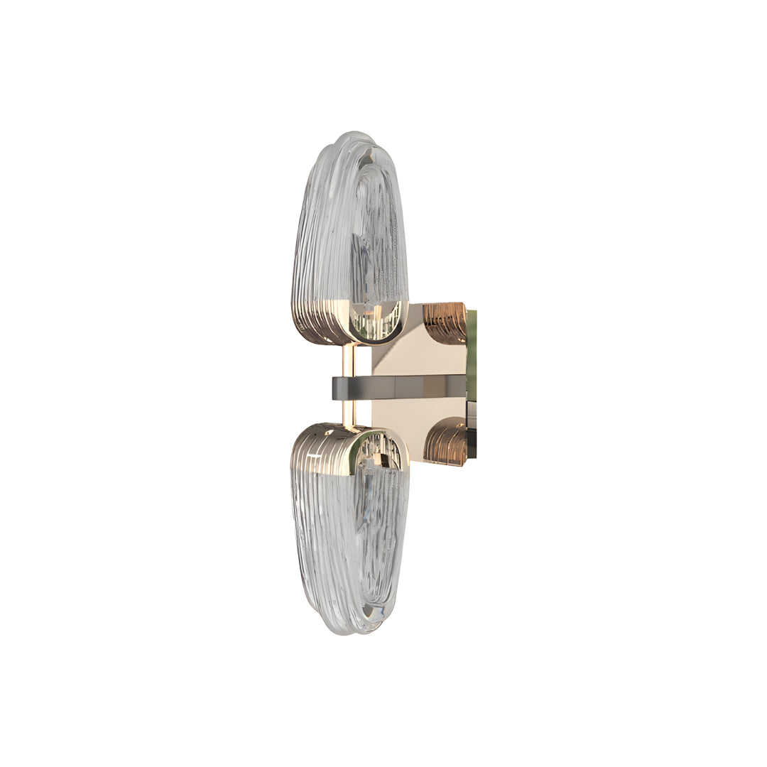 Symmetrical Dual-Head Wall Sconce — Gold-Gray Aluminum, White Acrylic, 15W LED, Three-Color Dimming (3000K/4500K/6000K)