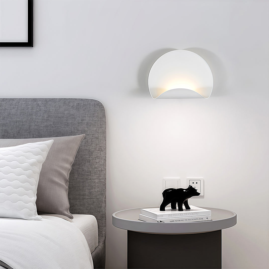 Minimalist White Wall Sconce — Iron, 5W LED, Three-Color Dimming (3000K / 4500K / 6000K), Hardwired
