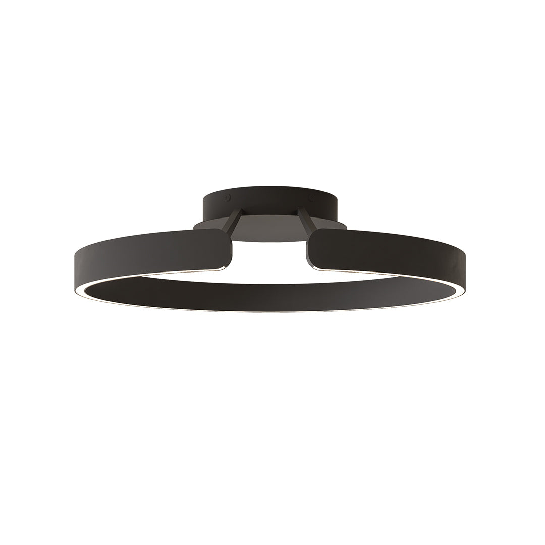 Minimalist Halo Ring Flush-Mount Ceiling Light — Iron & Aluminum, 80W LED, 15.8" or 23.6", Black / White / Coffee Brown