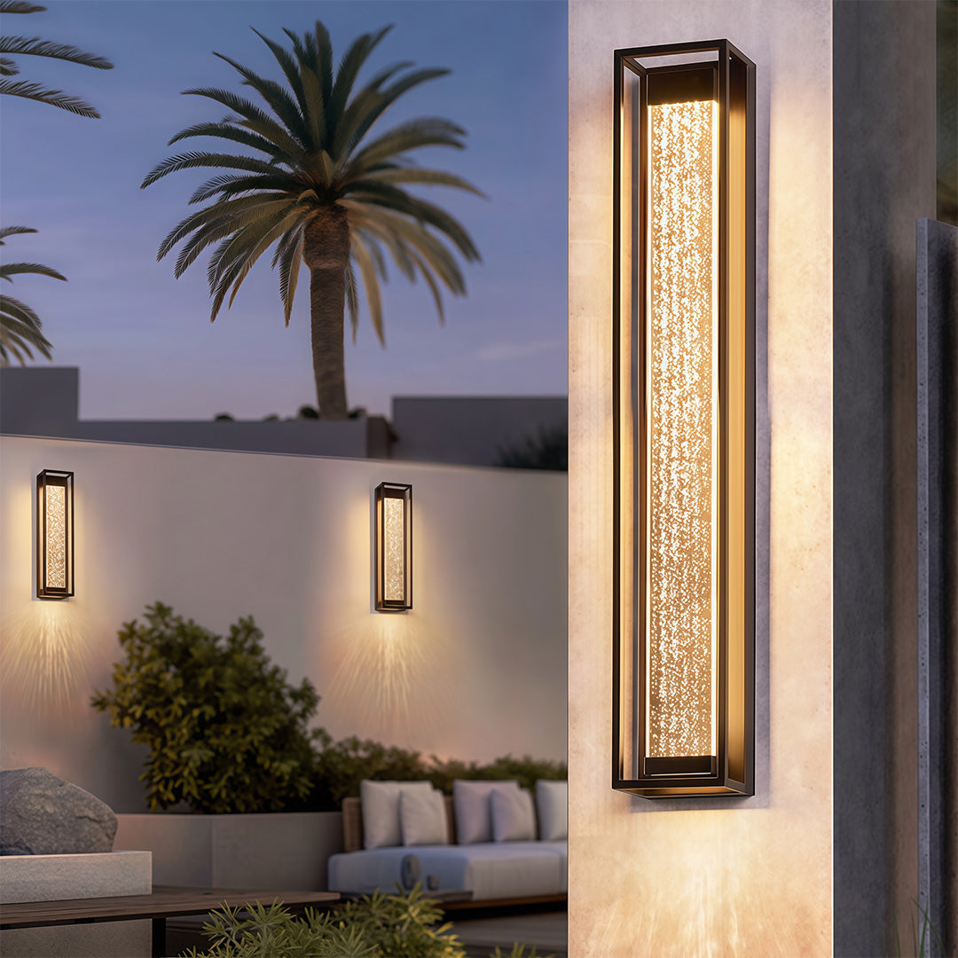 Minimalist Linear Outdoor Wall Sconce — Stainless Steel, Coffee Finish, Integrated LED, IP44, 3 Sizes