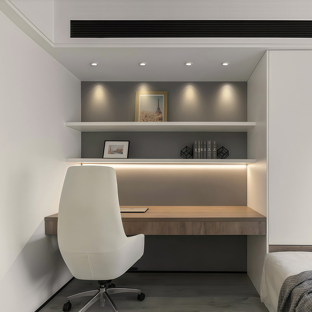 Deep-Bowl Recessed Spotlight — Aluminum, 8W LED, 15° Beam, 30° Adjustable, 3000K, Black / White