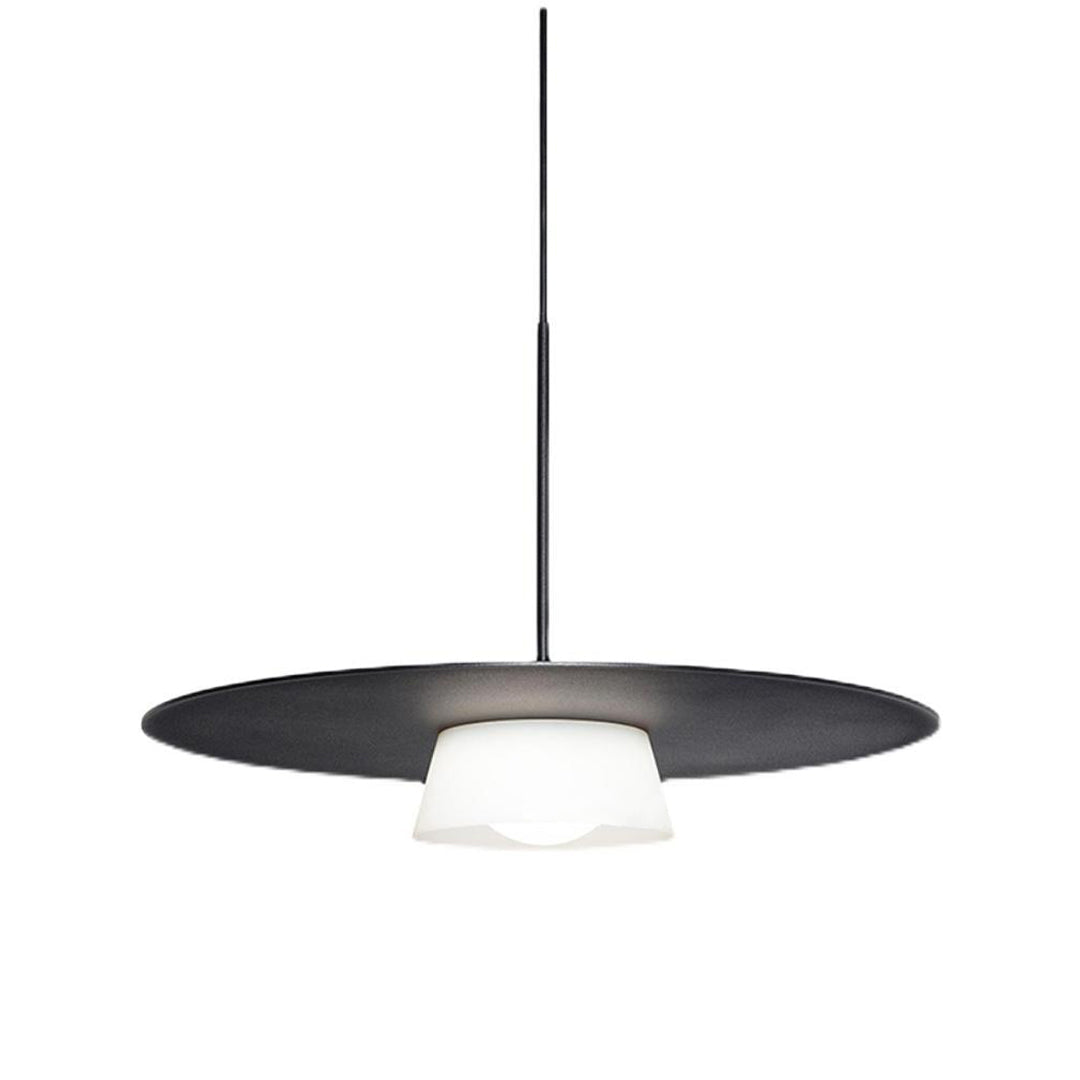 Round Iron Island Pendant — Minimalist, Black or White, LED E27, 16.5" Wide, 3000K