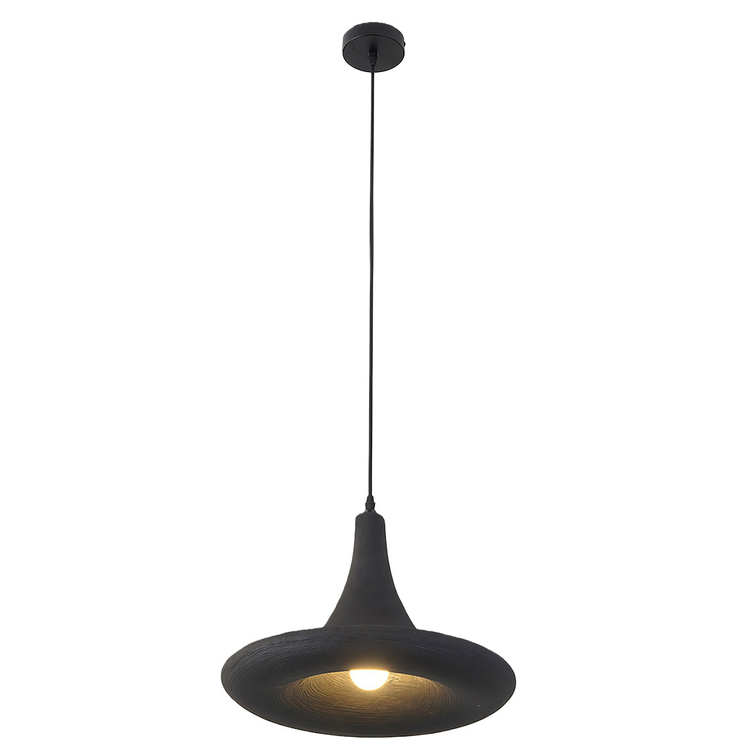 Wabi-Sabi Minimalist Pendant Light — Matte PS Shade, Iron Frame, E27, 15.75" Wide, Adjustable 59.1" Cable