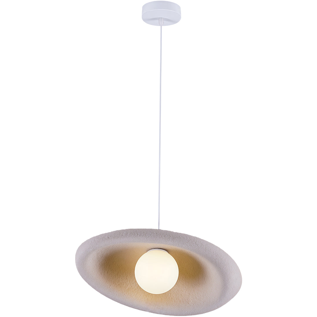 Wabi-Sabi Minimalist Pendant Light — Metal, PS Diffuser, Stone Paint Finish, G9, 15.75" Wide, 59.1" Adjustable Chain