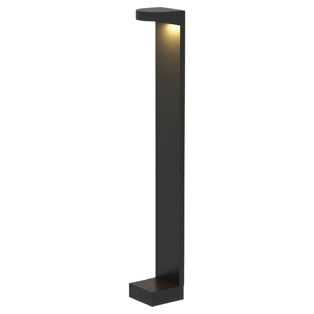 Minimalist Outdoor LED Bollard Path Light — Black Aluminum, Clear Glass, 10W, IP54, 300mm / 600mm / 800mm
