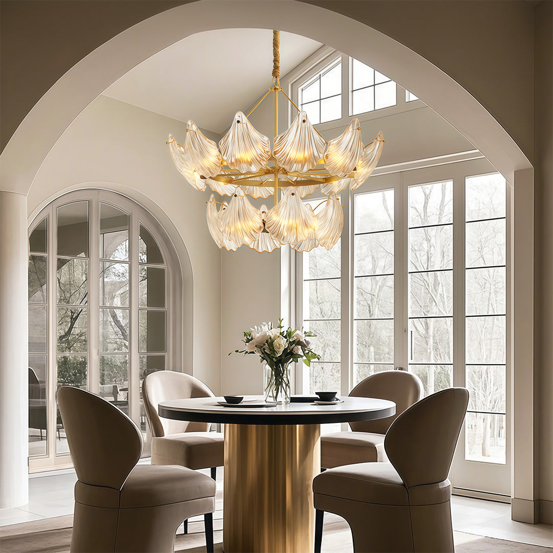 Copper and Glass Large Chandelier — Modern, E14, 8-Head or 20-Head, Black / Chrome / Copper Finish