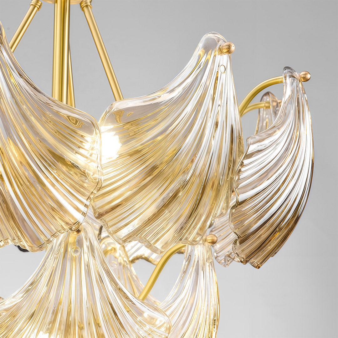 Copper and Glass Large Chandelier — Modern, E14, 8-Head or 20-Head, Black / Chrome / Copper Finish