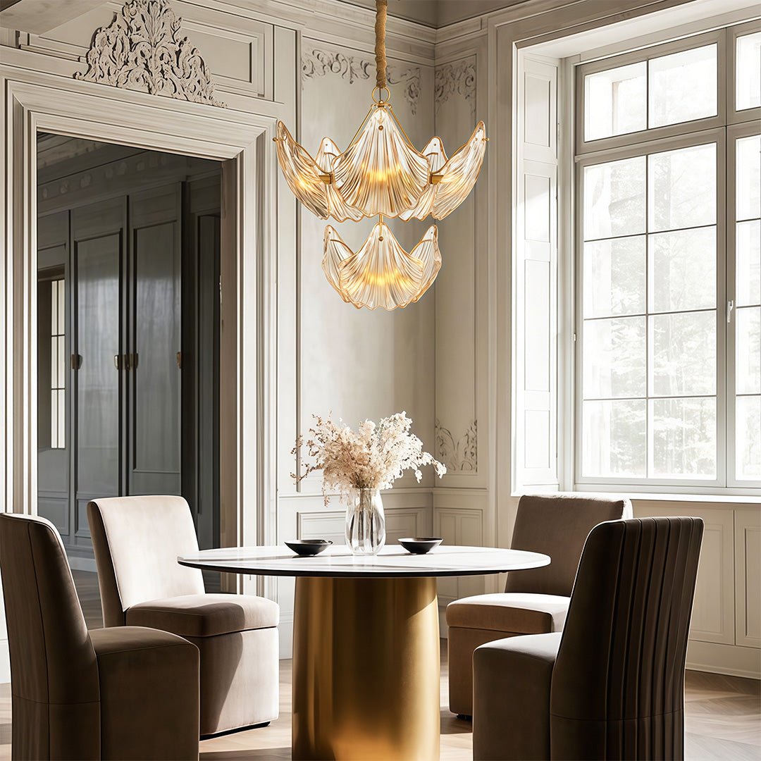 Copper and Glass Large Chandelier — Modern, E14, 8-Head or 20-Head, Black / Chrome / Copper Finish