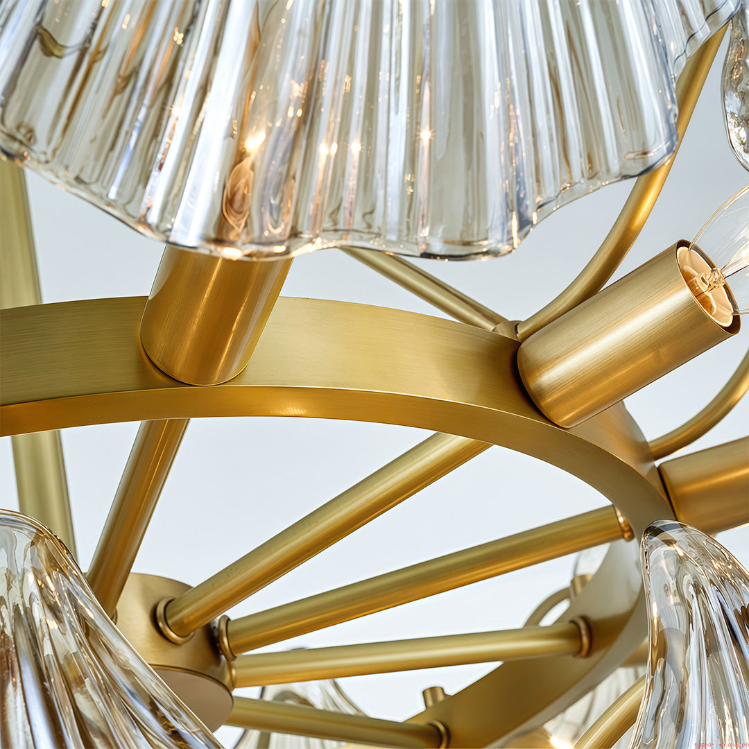 Copper and Glass Large Chandelier — Modern, E14, 8-Head or 20-Head, Black / Chrome / Copper Finish