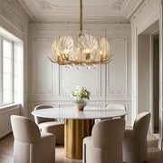 Seashell Glass Chandelier — Full Copper Frame, E14, 3-, 6-, or 8-Light