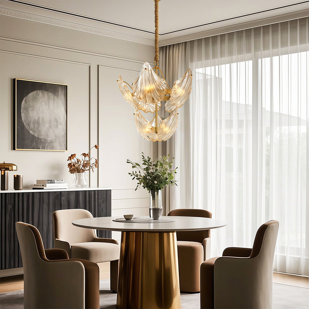 Copper and Glass Large Chandelier — Modern, E14, 8-Head or 20-Head, Black / Chrome / Copper Finish