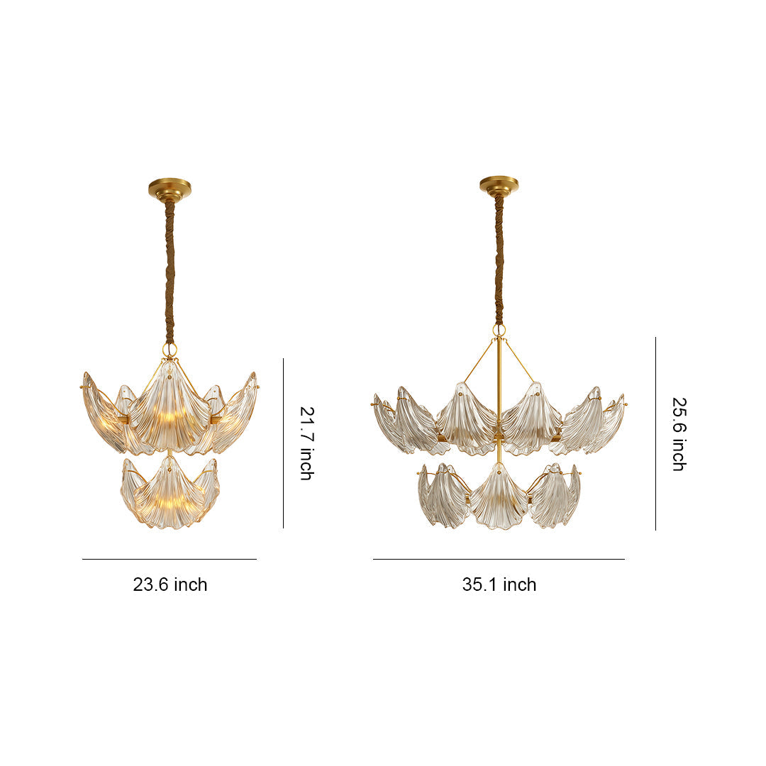 Copper and Glass Large Chandelier — Modern, E14, 8-Head or 20-Head, Black / Chrome / Copper Finish