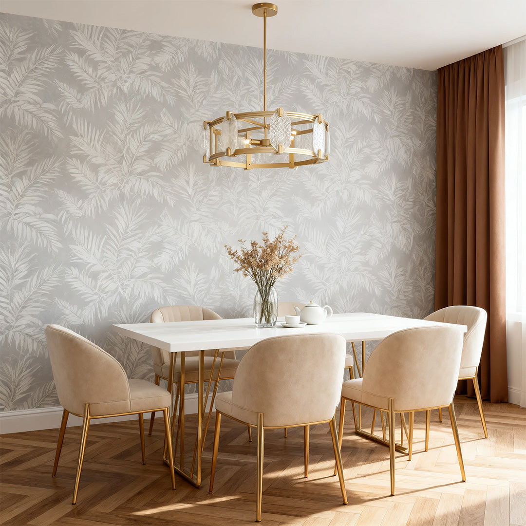 Round Glass Chandelier — Full Copper Body, 4-Light, 29.9" Diameter, Adjustable Height