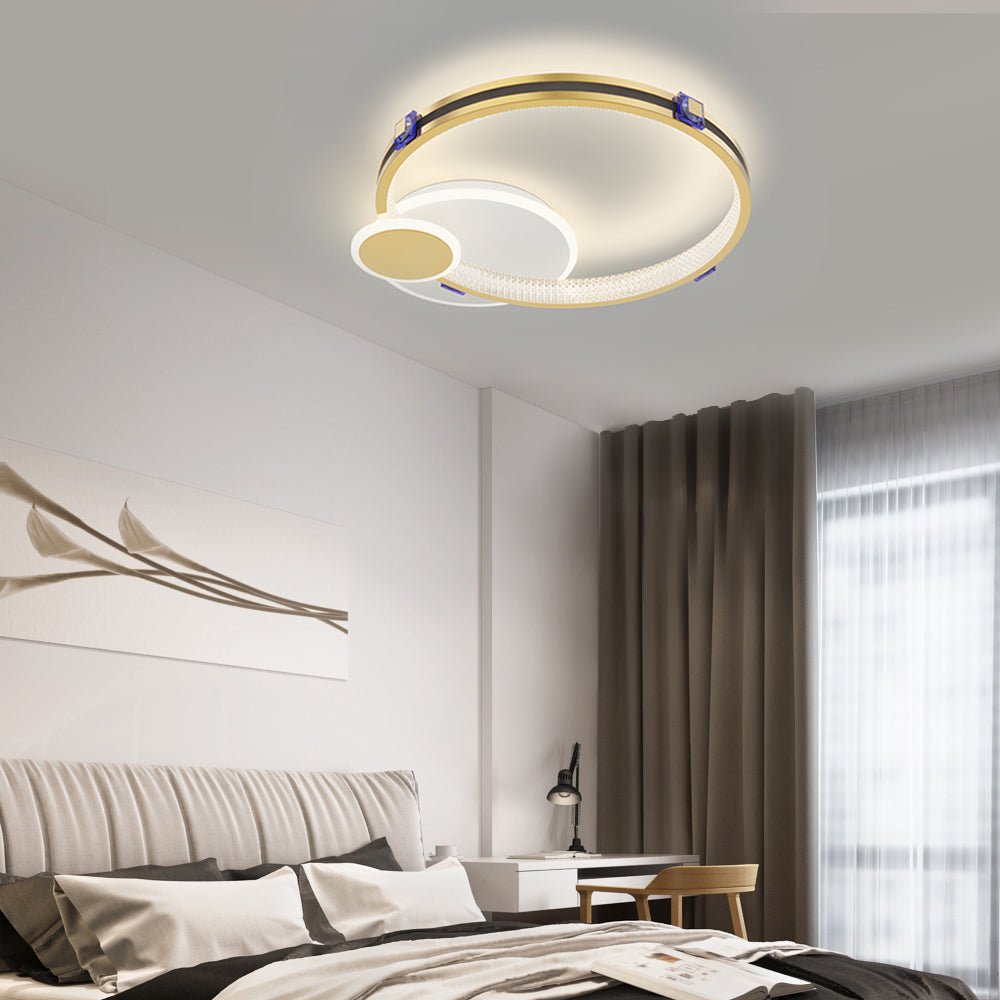 modern led ceiling light fixture with ring design and three step dimming
