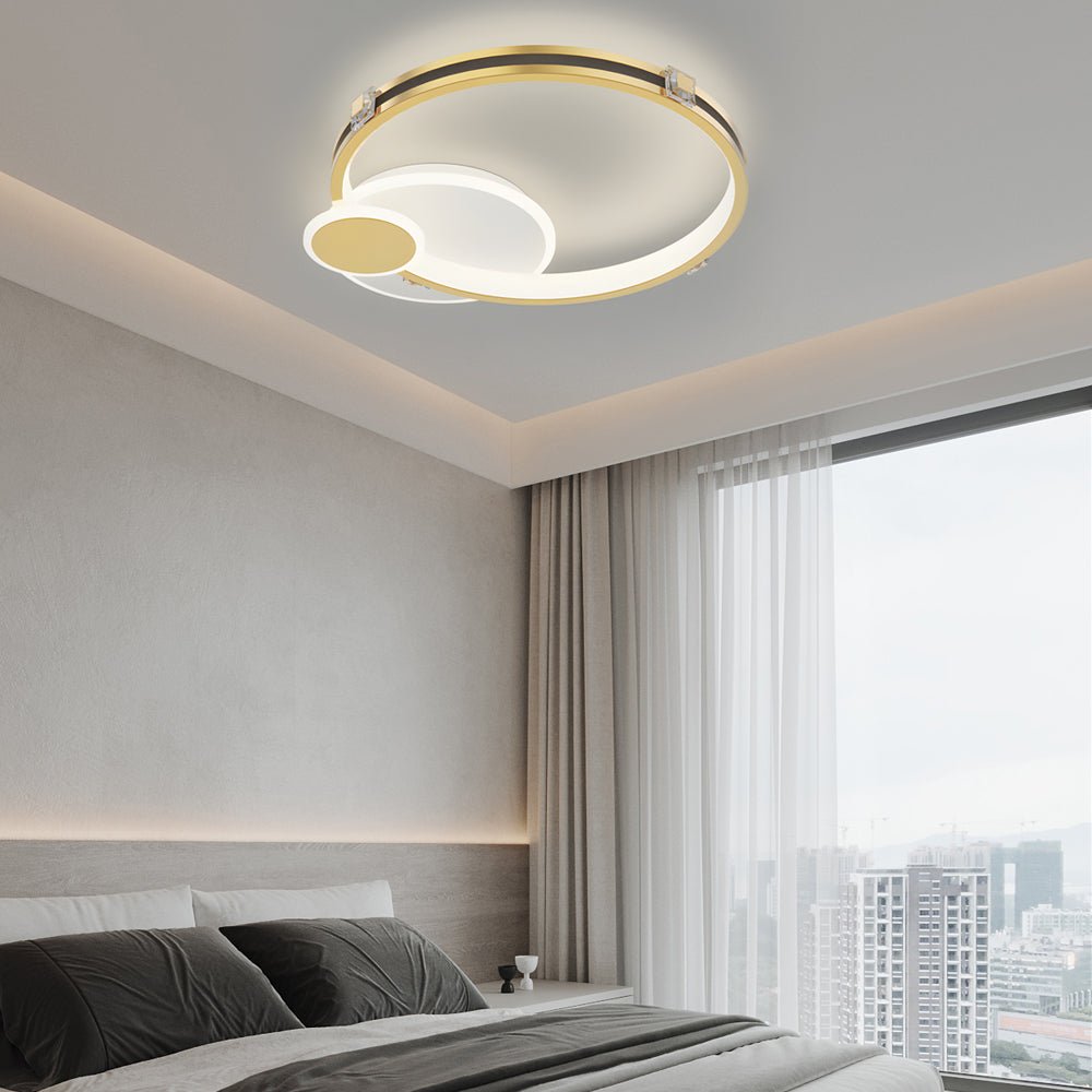 modern led ceiling light fixture with ring design and three step dimming