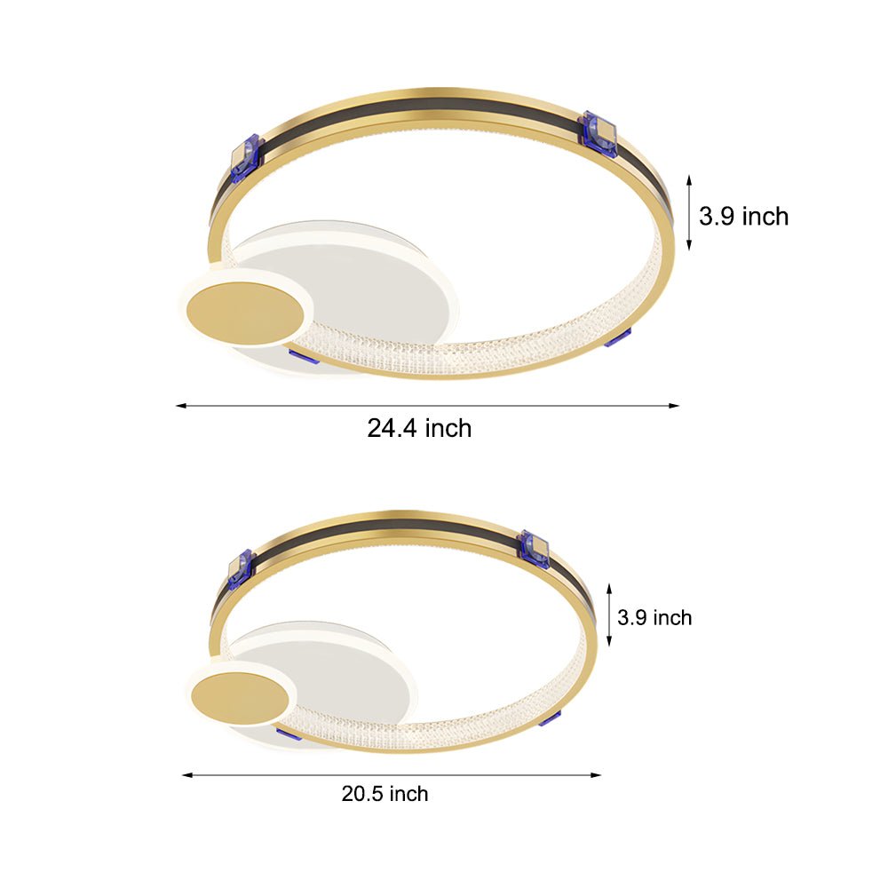 modern led ceiling light fixture with ring design and three step dimming