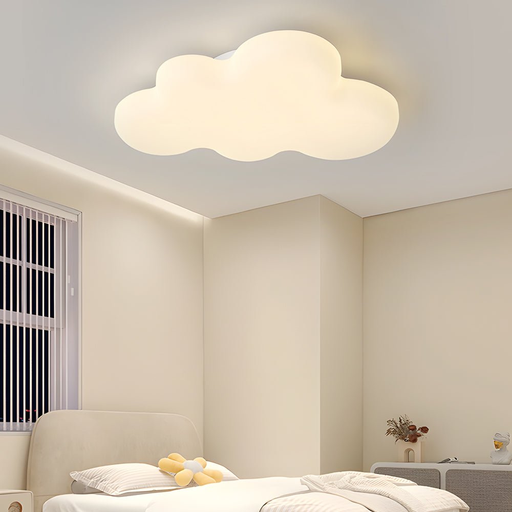 modern led ceiling lights with cute cartoon clouds and 3 step dimming in milky white