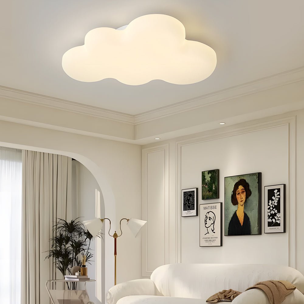 modern led ceiling lights with cute cartoon clouds and 3 step dimming in milky white