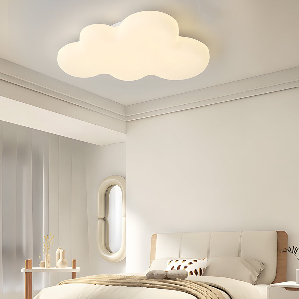 modern led ceiling lights with cute cartoon clouds and 3 step dimming in milky white