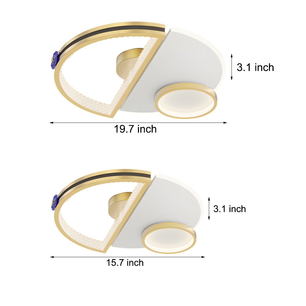 modern led ceiling lights with semicircular splicing and three step dimming