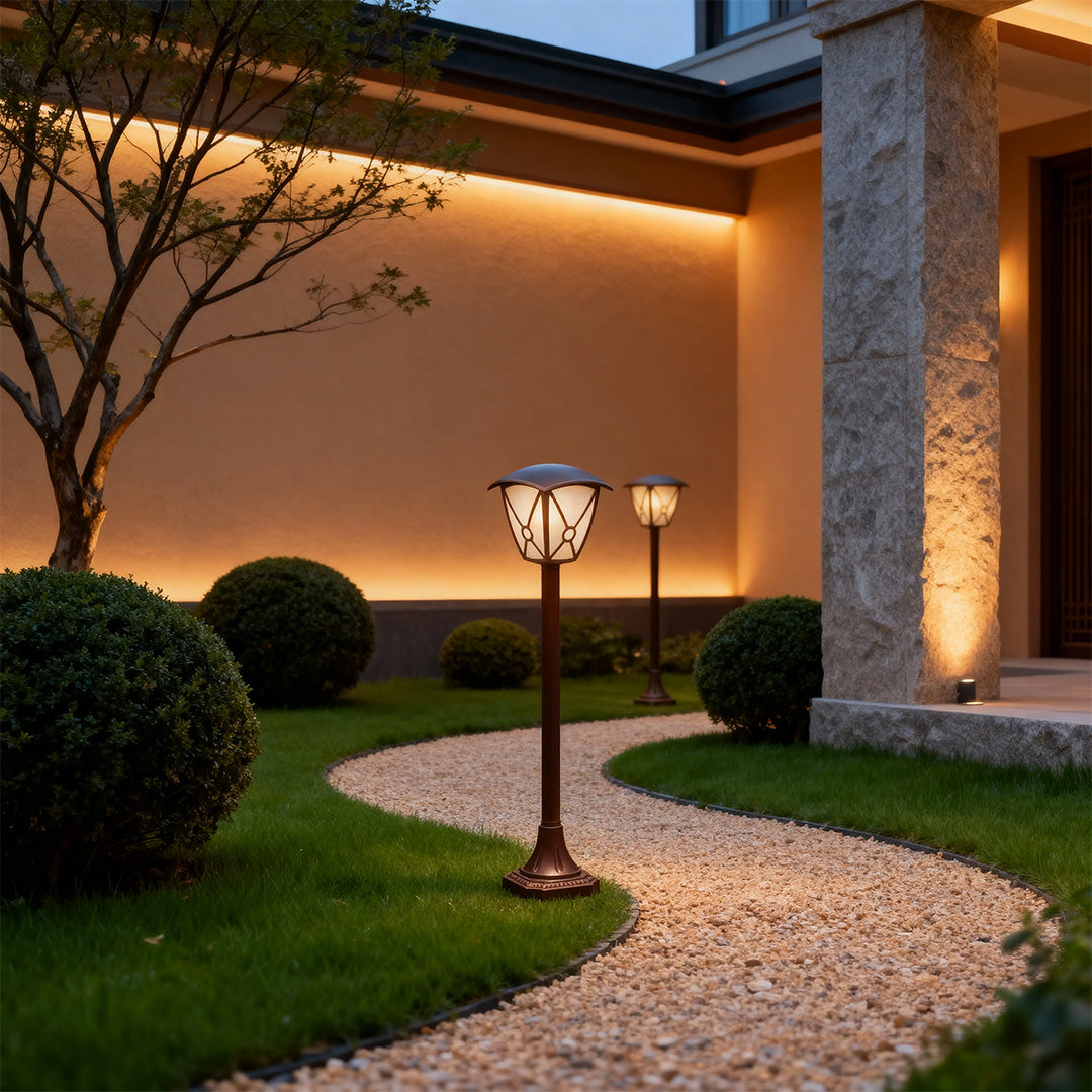 Classical Column Outdoor Post Light — Black Aluminum, 9W LED, IP44, E26, 28.35" Height