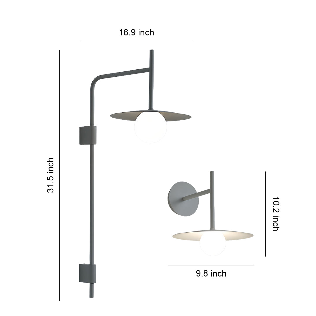 Modern Industrial Swing-Arm Wall Sconce — Frosted Glass, G9 LED, 12W Hardwired, Fixed or Adjustable