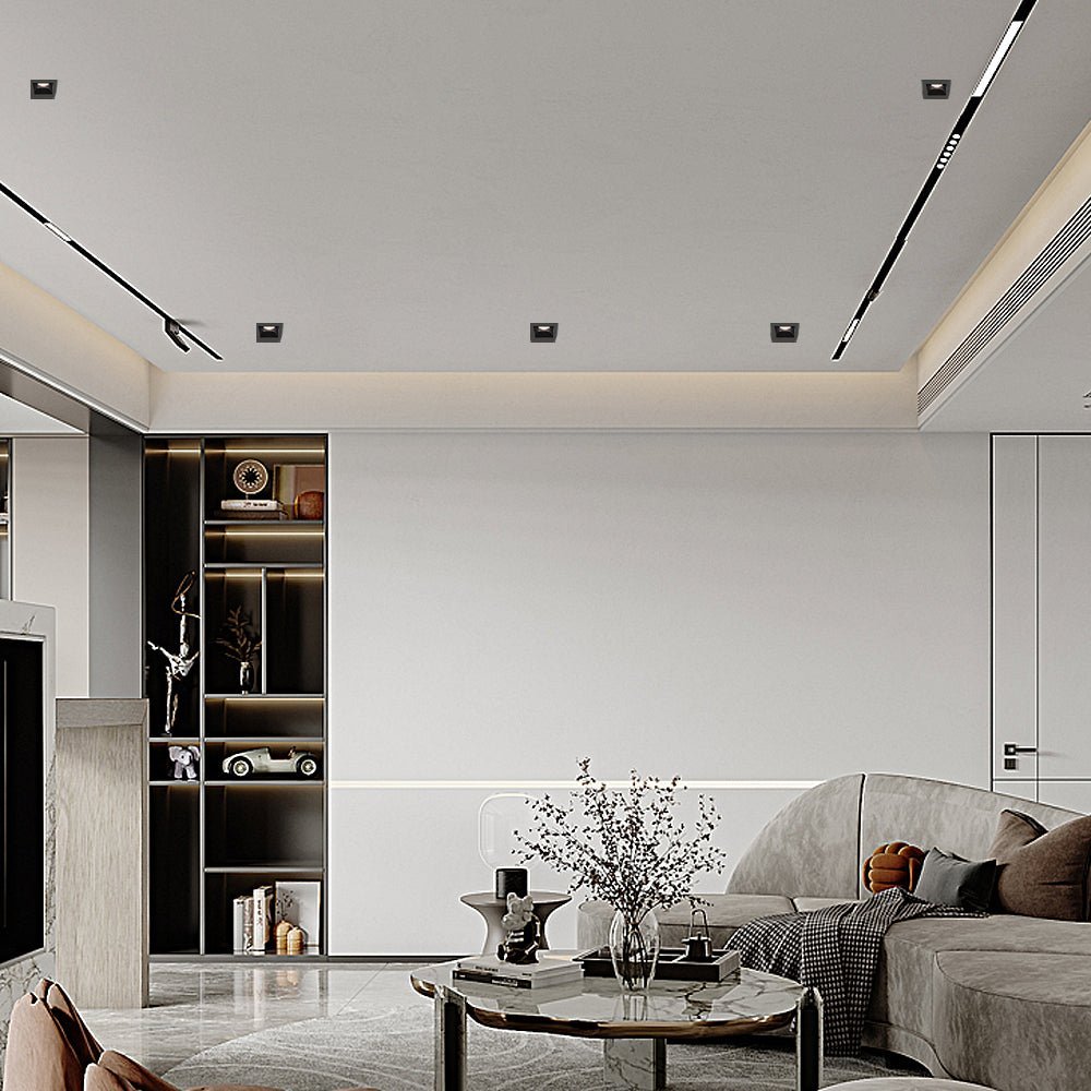 Linear Recessed Ceiling Downlight — Slim-Frame Matte Black or White, 1/2/5/10/15-Light, Anti-Glare LED