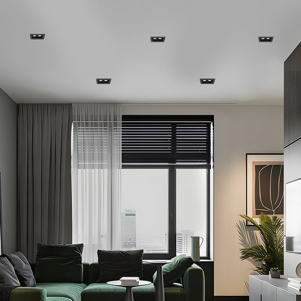 Linear Recessed Ceiling Downlight — Slim-Frame Matte Black or White, 1/2/5/10/15-Light, Anti-Glare LED